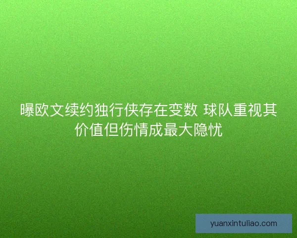 曝欧文续约独行侠存在变数 球队重视其价值但伤情成最大隐忧